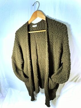 debut Olive Green Chunky Open-Front Cardigan